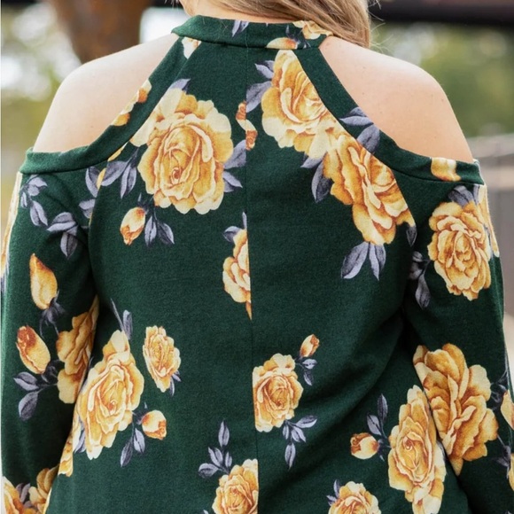 Chic Soul “Sweet Darlin” Floral Cold Shoulder Top in Deep Wine Purple - Picture 14 of 14